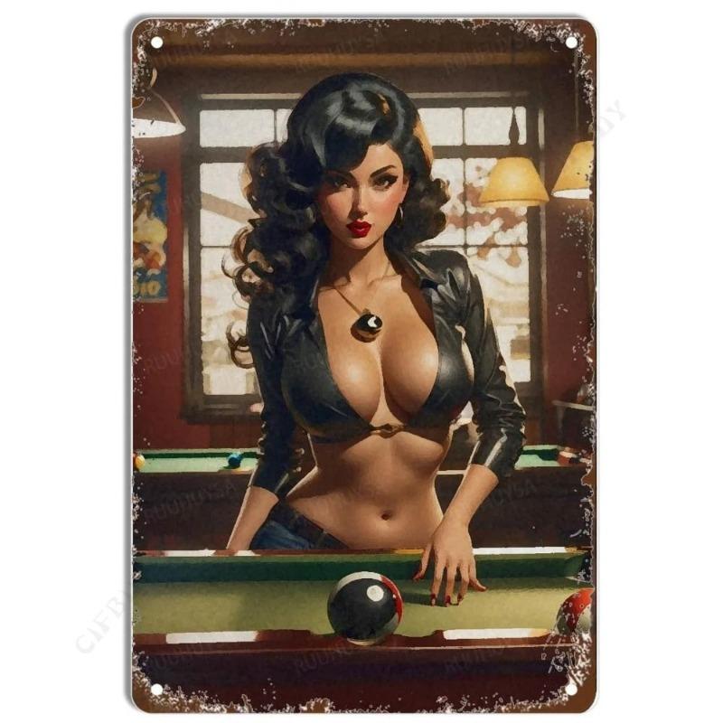 Металлический плакат-вывеска "Бильярд", Декор стены игровой комнаты