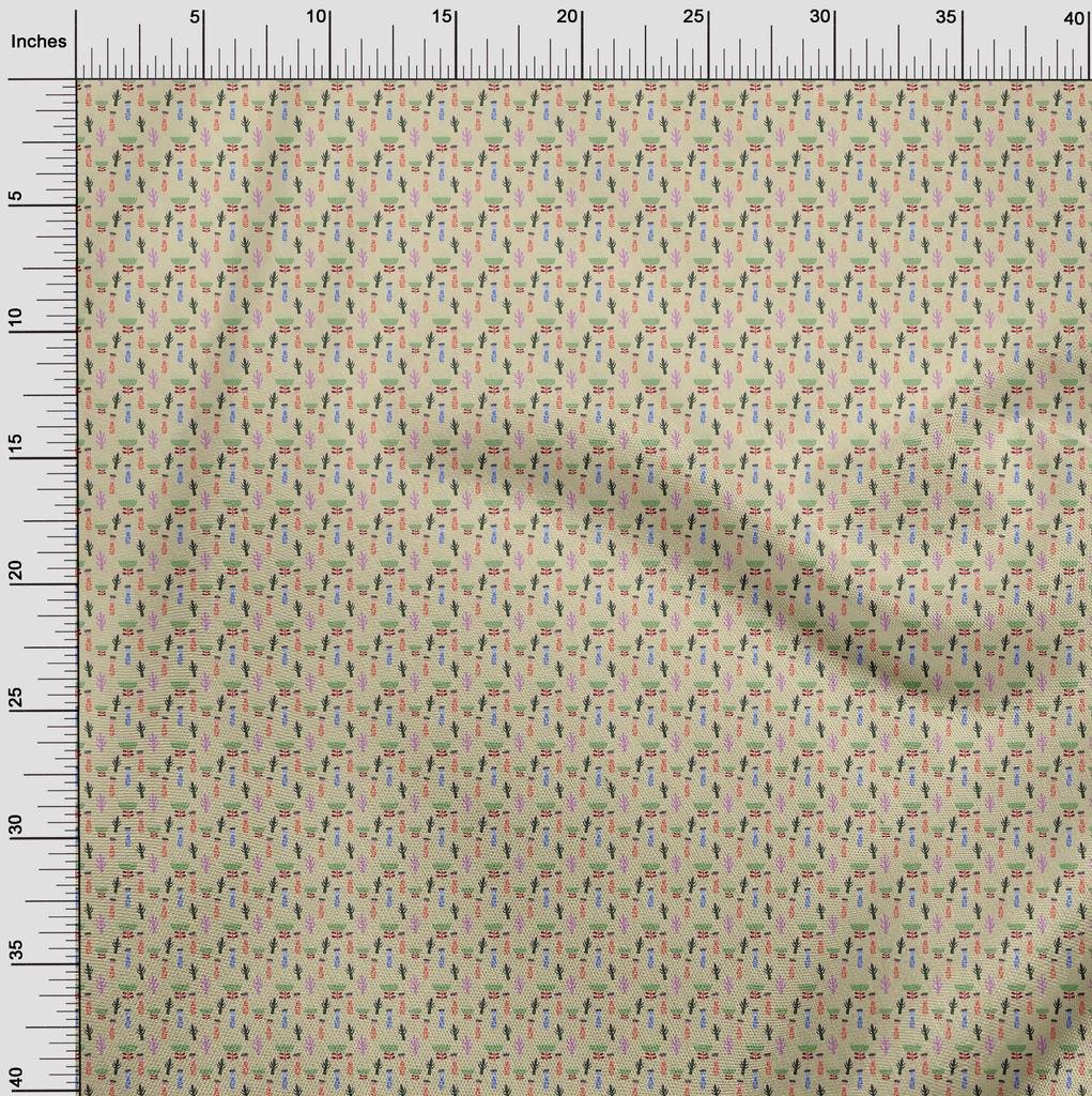 oneOone Cotton Poplin Beige Fabric Kids  Quilting Supplies Print Sewing Fabric By The Yard 42 Inch