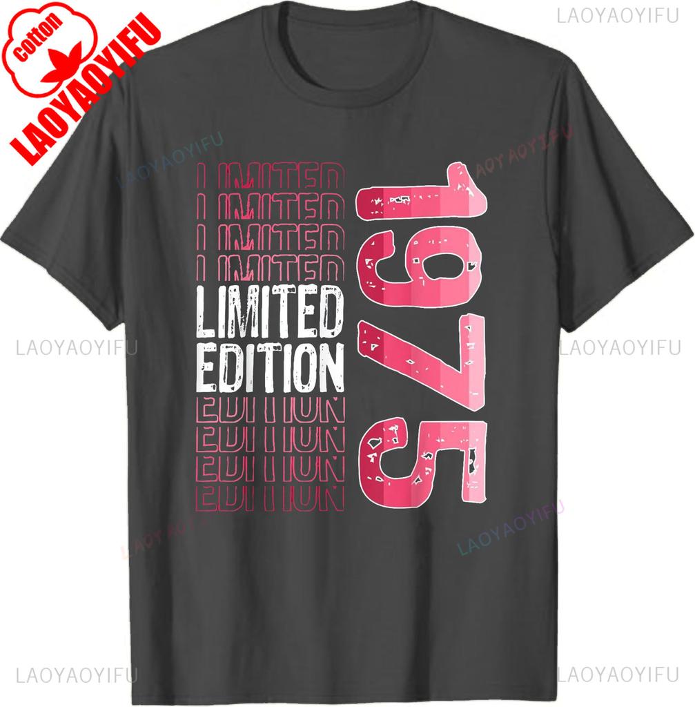 Лимитированная серия Винтажная Ретро Футболка с Днем Рождения 1975 года Толстовка Графические футболки Уличная одежда Повседневный стиль Ropa Hombre Ropa Mujer