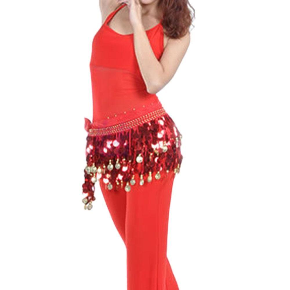 Women Sequins Show Costumes Waist Chain Belly Dance Belt Dancer Skirt Hip Scarf