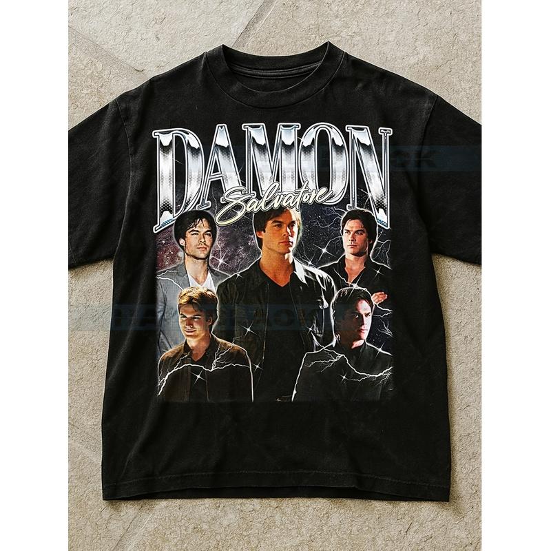 Damoon Sal Vatores Vintage TV Character Vampire Star Anti-Hero T-Shirt From The 90S Retro Throwback Collection, Also Available As A Sweater