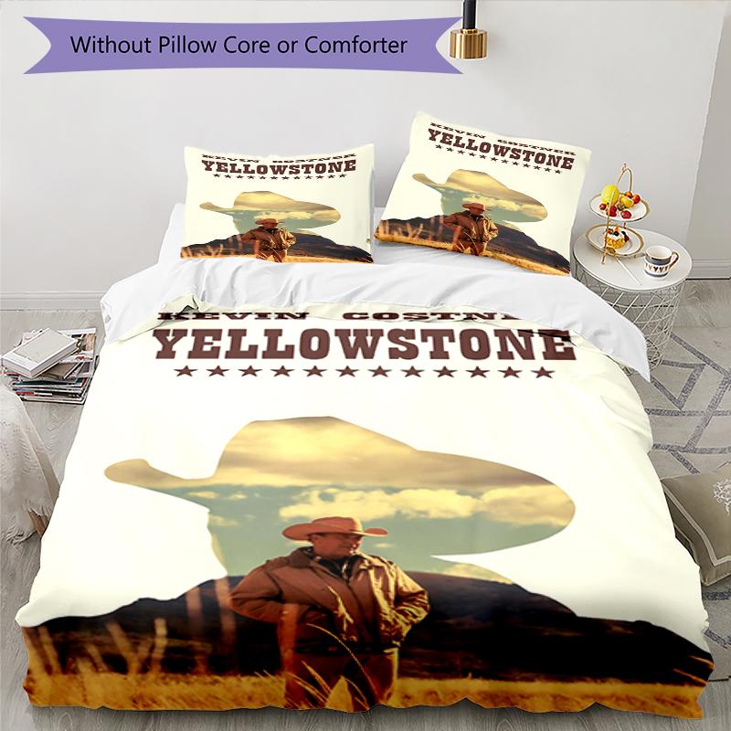 3 шт. Постельное белье Yellowstone с пододеяльником, включает 1 пододеяльник и 2 наволочки, мягкое и удобное для всех сезонов.