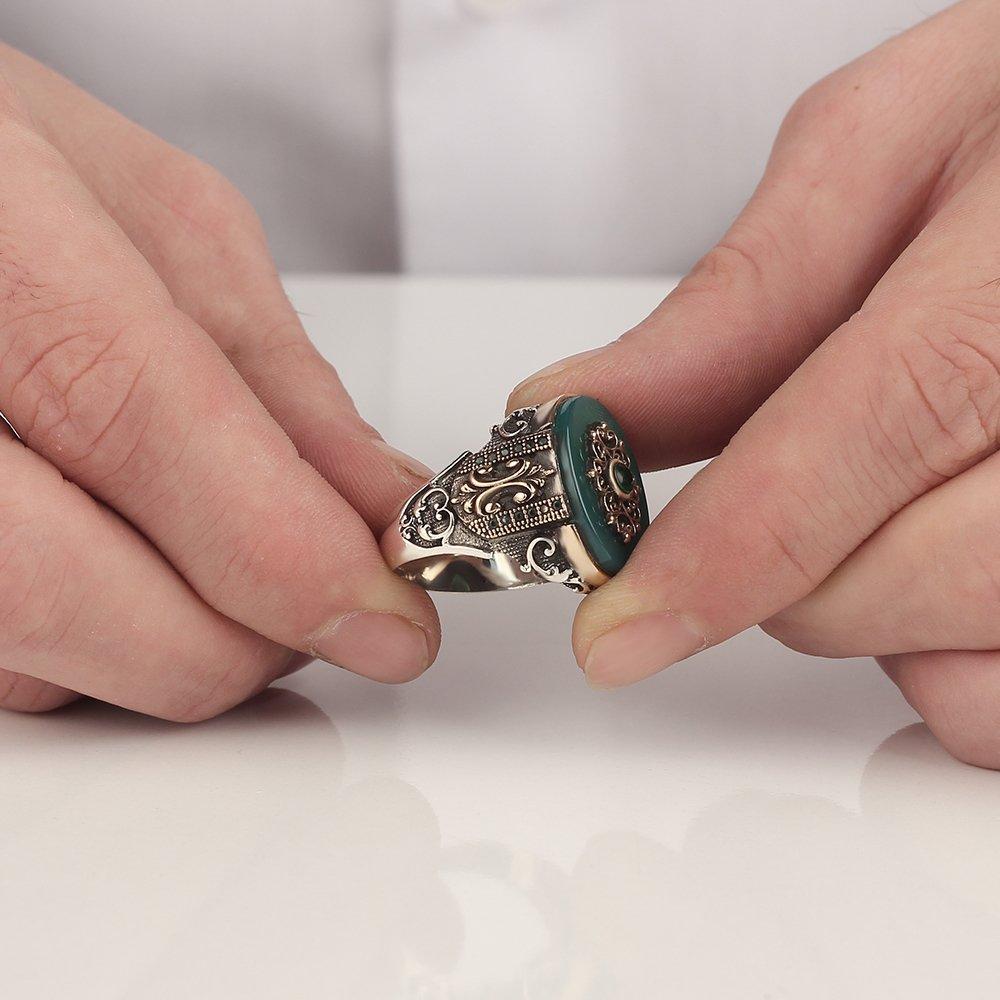 Akik Taşlı 925 Sterling Silver Man Ring