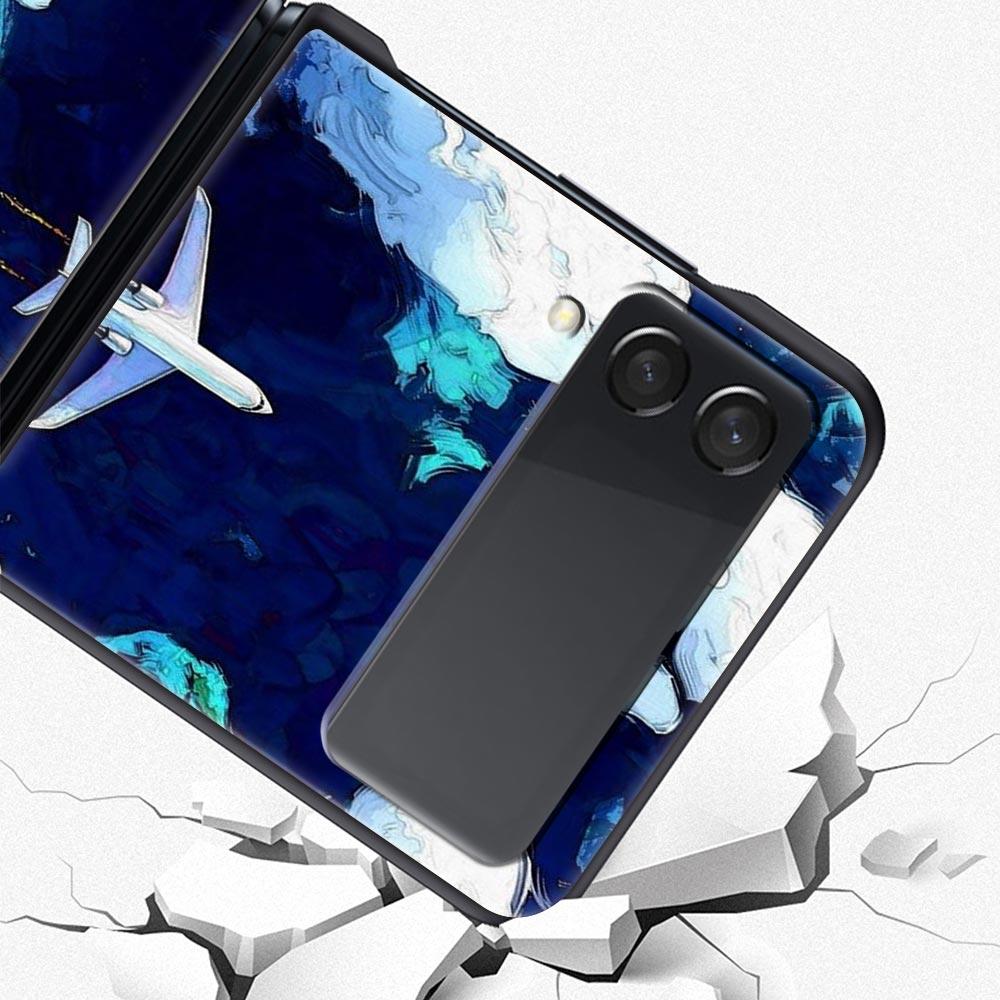 Чехол для телефона Z Flip 4 для Samsung Galaxy Z Flip 3 5G ZFlip3 Flip3 zflip Flip4, черный жесткий чехол для ПК, чехол для самолета с картой мира, дорожный чехол