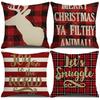 Nordic Plaid Christmas Pillow Cover Home Furnishings Sofa Bedroom Lumbar Linen Side Sleeping