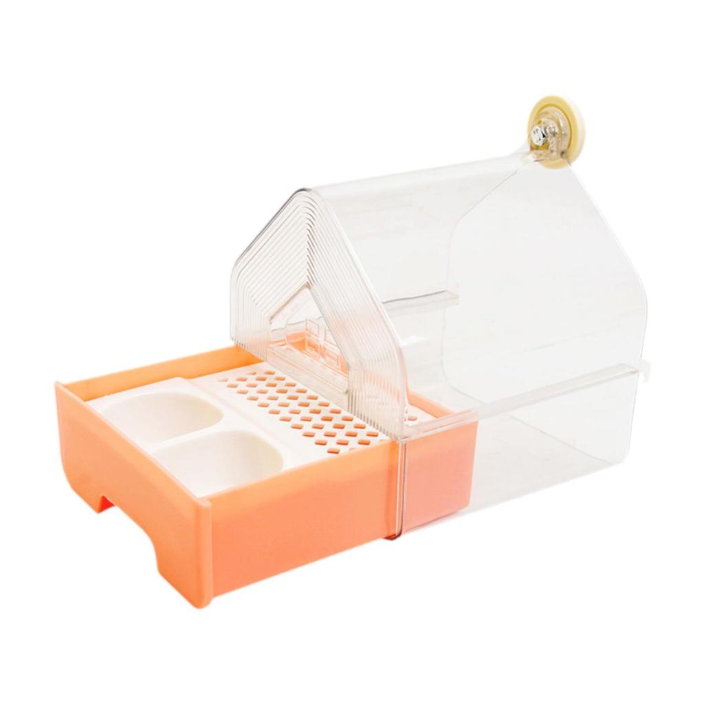 Hanging Bird Bath with Feeder Shower Box Stable Food Feeder Holder Birds Bath Bowl Bird Bathtub for Like Lovebirds Parrots