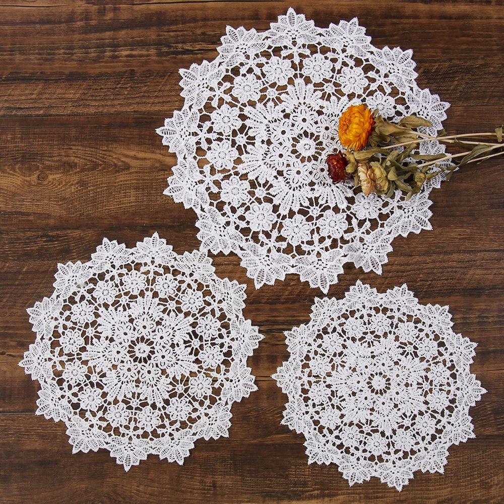 Banquet Decor Lace Round Shape Coasters for Kitchen Table Cotton Napkin Embroidery Table Cloth