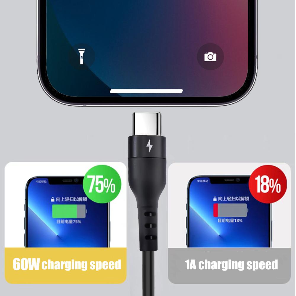 PD 60W быстрая зарядка пружинный USB C к Type C кабель для iPhone 15 Pro Max Samsung Xiaomi телефон автомобильное зарядное устройство кабели Type-C