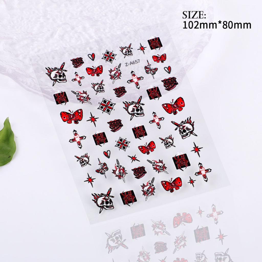 5D Embossed Nail Art Sticker Halloween Cartoon Spider Web Ghost Pumpkin Lantern Nail Adhesive Sticker