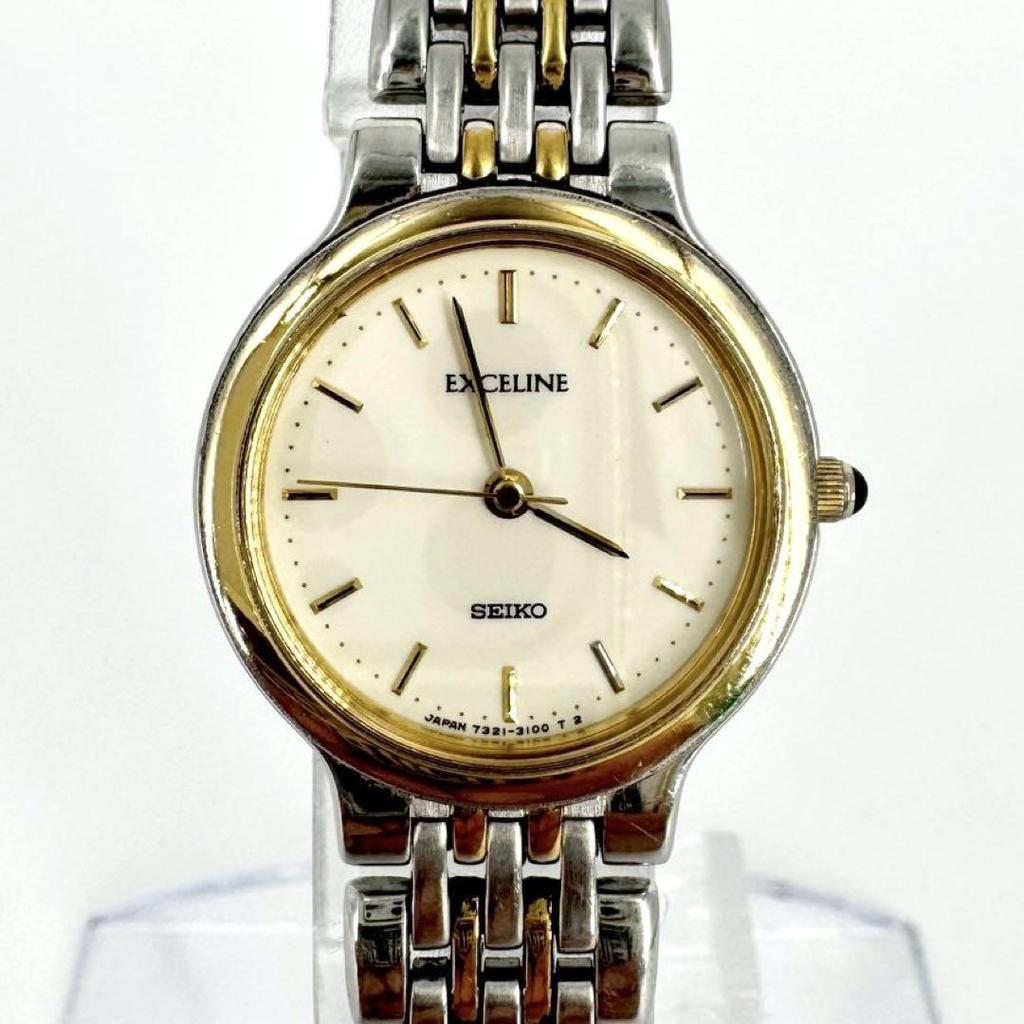 [USED] Battery SEIKO EXCELINE Watch Round Silver Gold