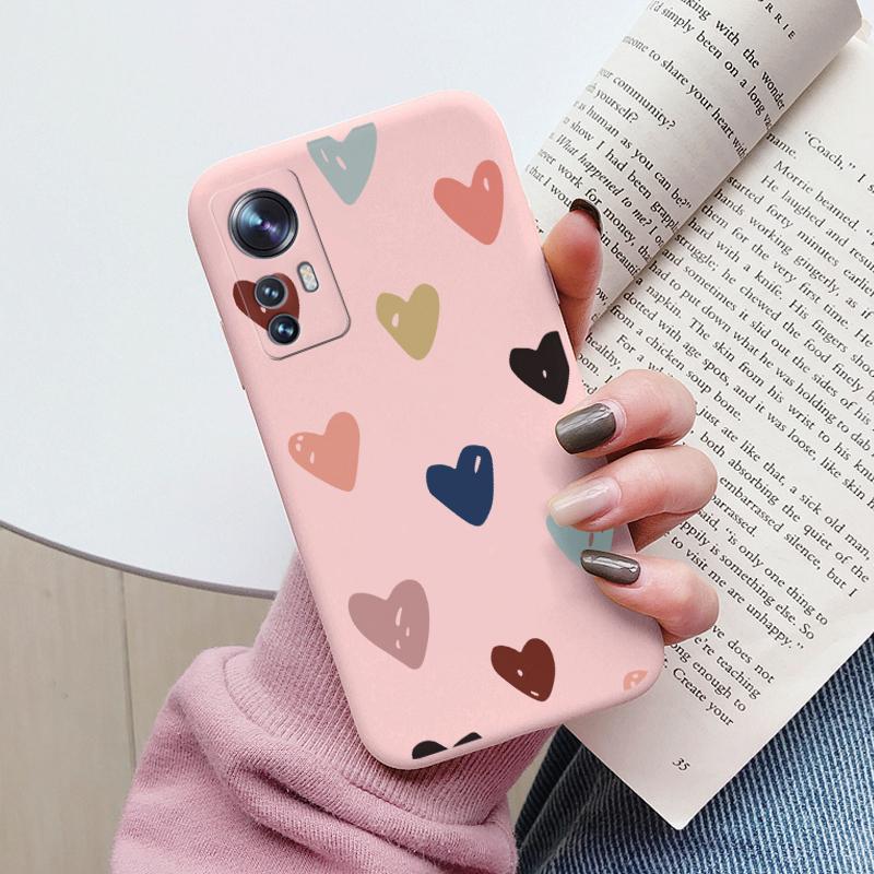 Цветочный чехол для телефона для Xiaomi 12T Mi12T Pro Funda Милое сердце Мультяшная сова Xiaomi 12 T Xiaomi12T Pro Матовый мягкий ТПУ задняя крышка