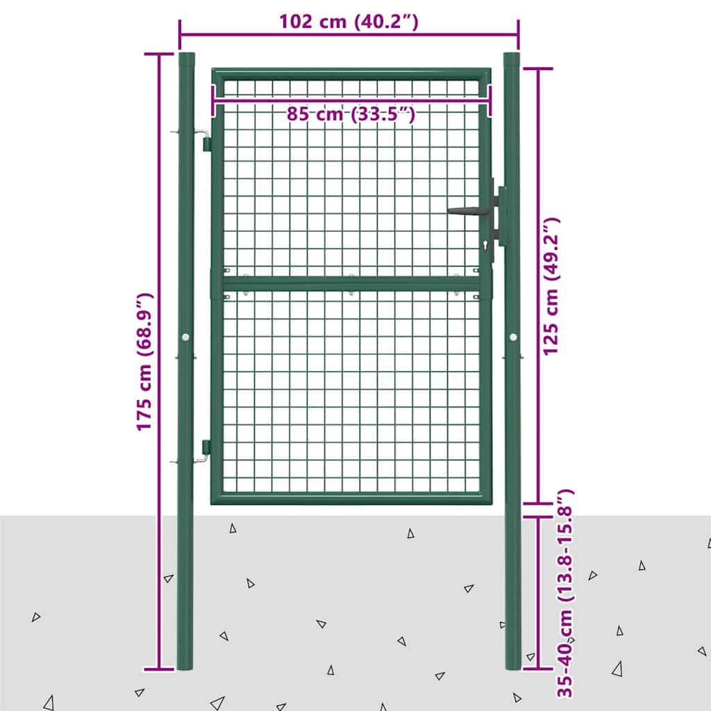 Garden Gate Steel 100 x 125 cm Green