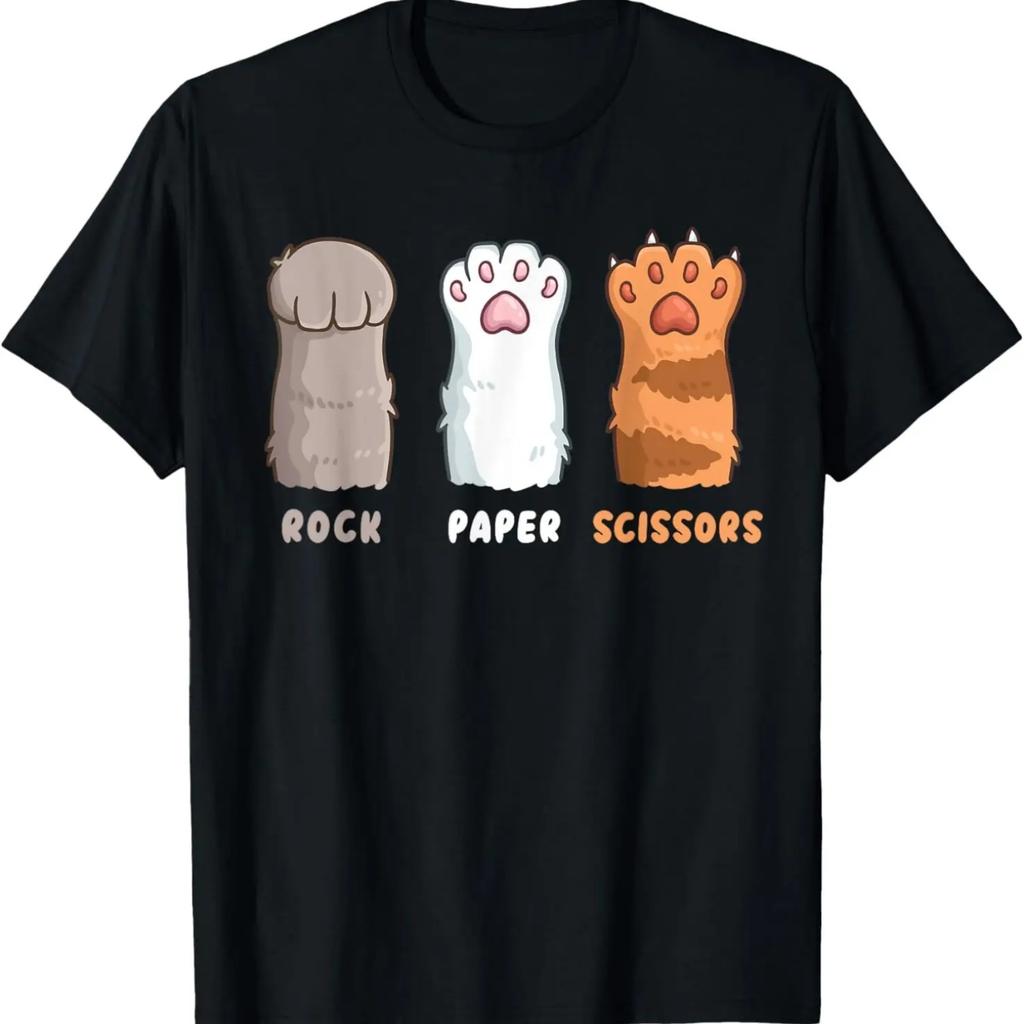 Cat Lover Cat Owner Funny Cat Rock Paper Scissors T-Shirt
