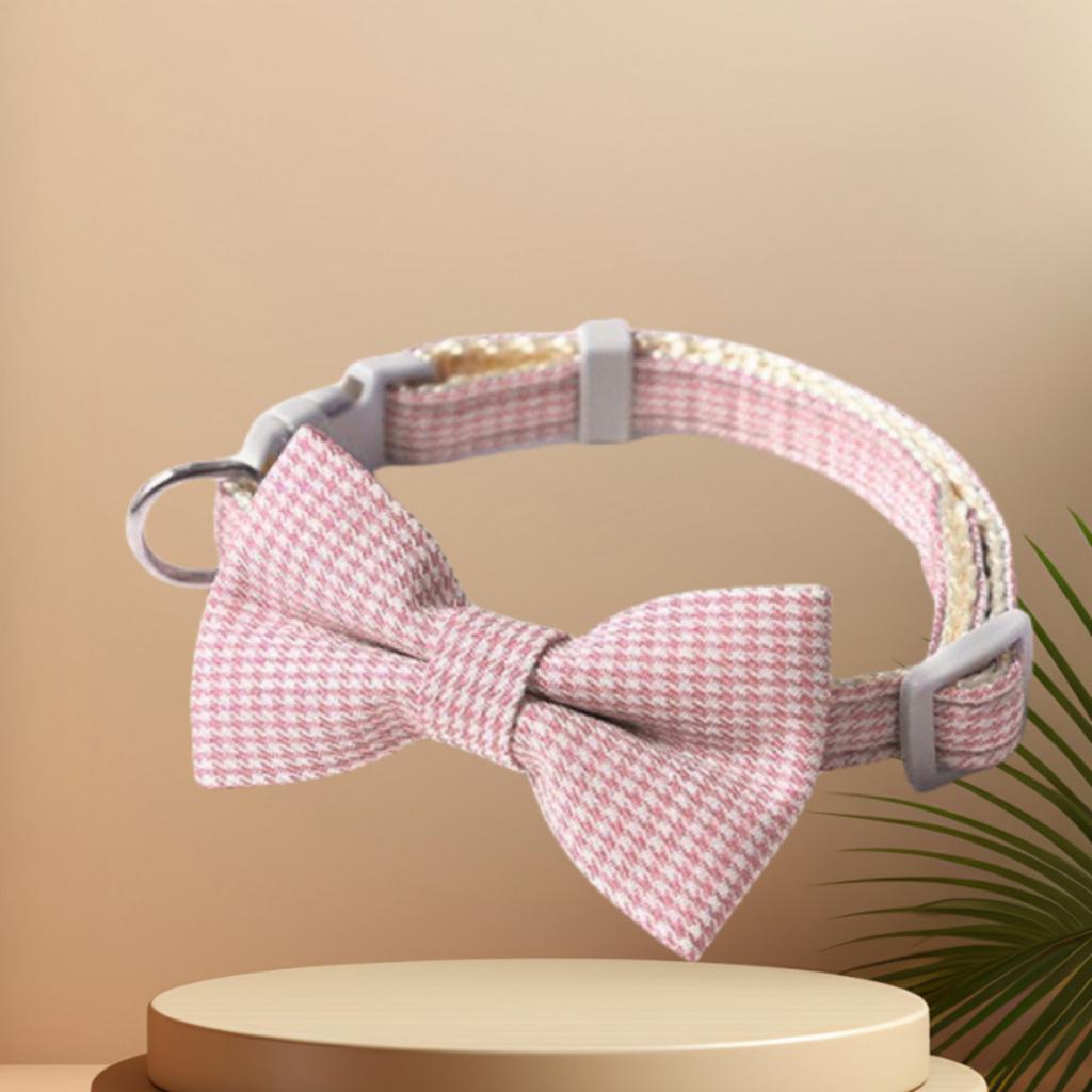 Ошейник для домашних животных, бант с узором «гусиная лапка», ошейник для кошек, для маленьких и средних кошек и собак, универсальный ошейник с защитой от удушения, регулируемый ошейник для собак