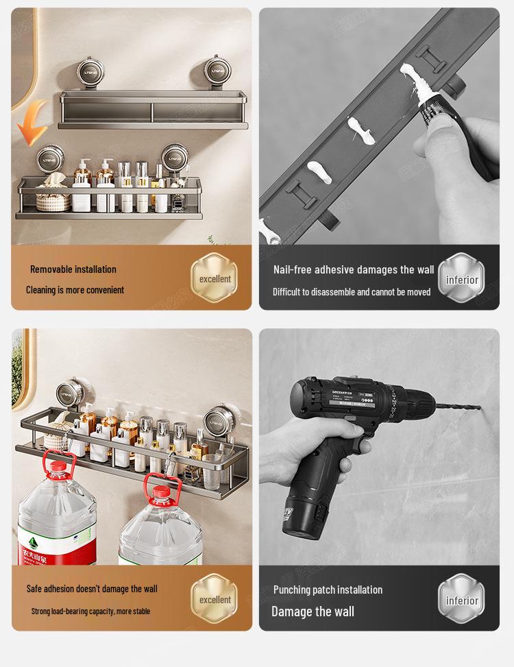 Настенная алюминиевая полка для полотенец и ванной комнаты на присосках