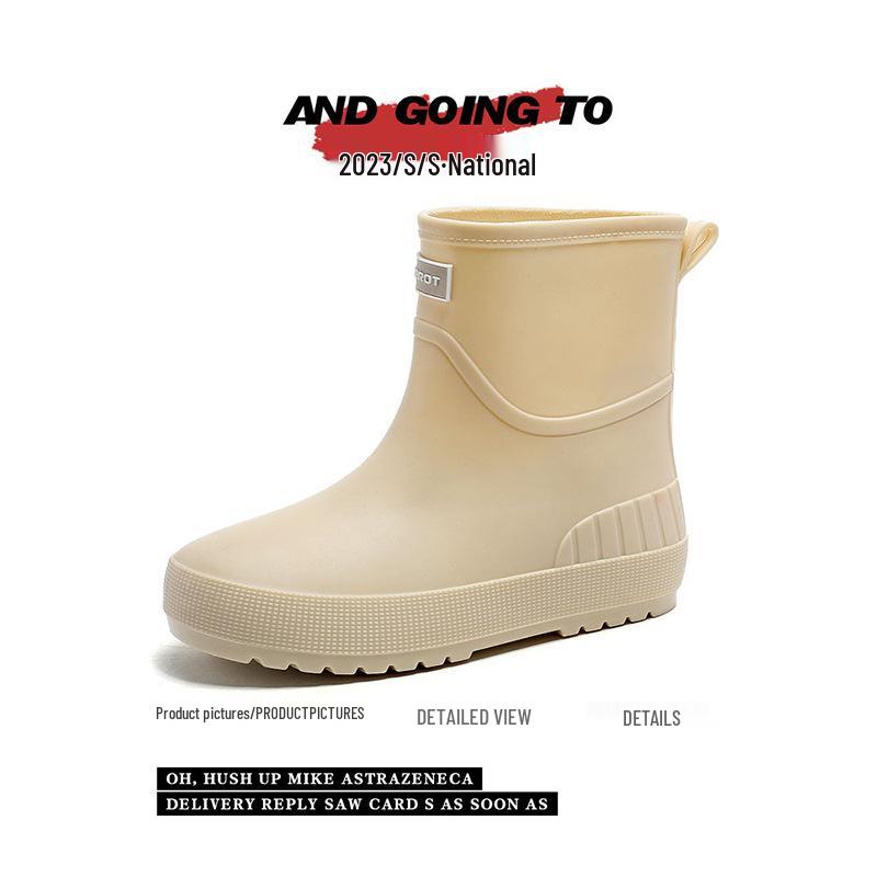 Women's Non-Slip Mid-Calf Japanese Rain Boots - Fashionable Waterproof Outerwear Shoes