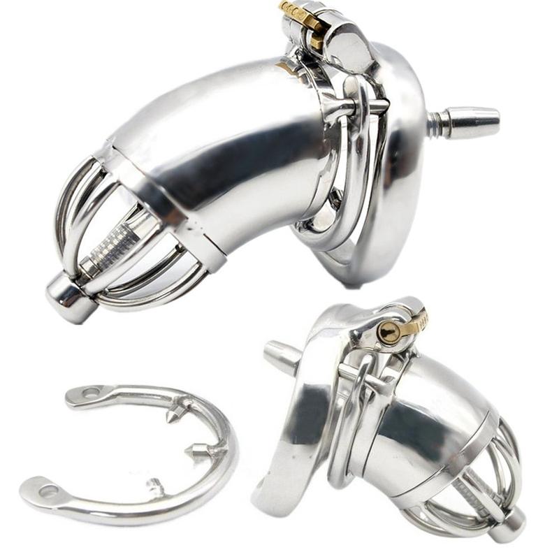 Stainless Steel Male Chastity Cock Cage Urethral Lock Penis Ring Dick Bondage Belt Sounds Catheter Erotic Sex Toys for Men 18+
