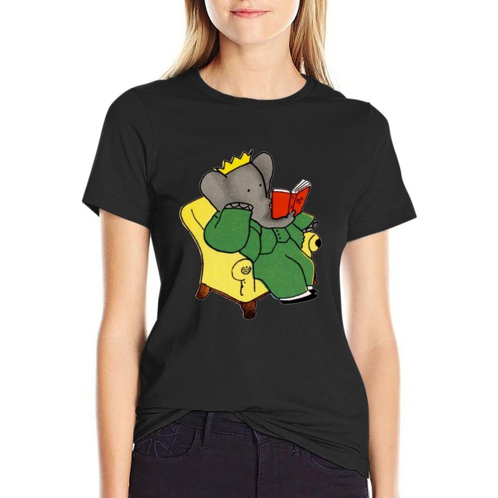 Футболка Babar In A Chair Женская одежда Kawaii Одежда Милая одежда Летняя одежда для женщин