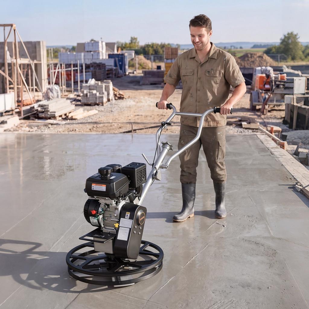 Power Trowel, 610 mm Concrete Finishing Machine with Float Pan, 7HP Kohler Engine, 4 Blades, Adjustable Pitch, Gas-Powered Walk-Behind Cement Surface
