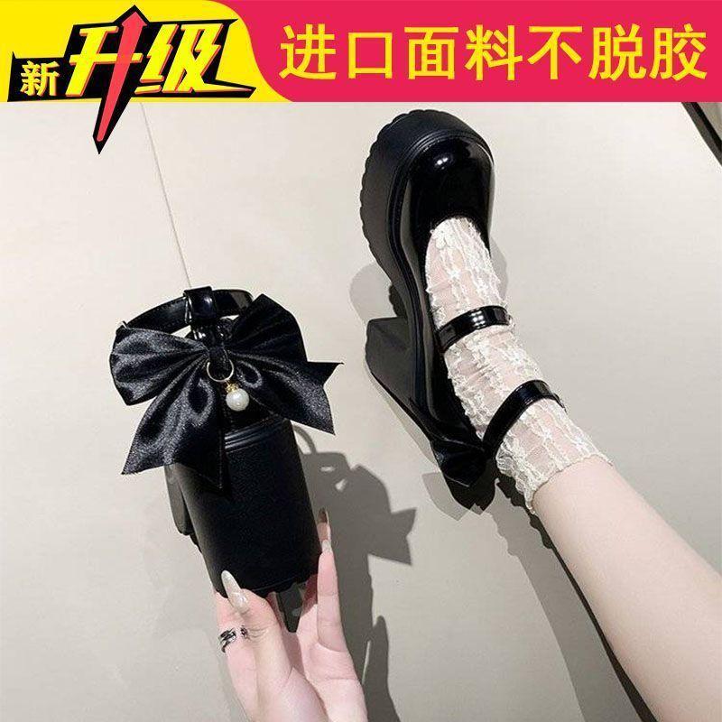 Туфли женские белые на высоком каблуке Spice Girls 2025 года, новые водонепроницаемые туфли с эффектом увеличения высоты стопы, милые туфли Мэри Джейн из кожи