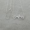 Gold &Silver Color Love Heart Paw Print Electrocardiogram Necklace For Women Engagement Wedding Jewelry