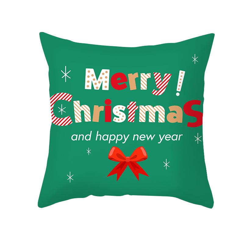 Red And Green Christmas Pattern Throw Pillow Cover With Short Plush Print For Living Room Sofa Decoration Cushion Cover