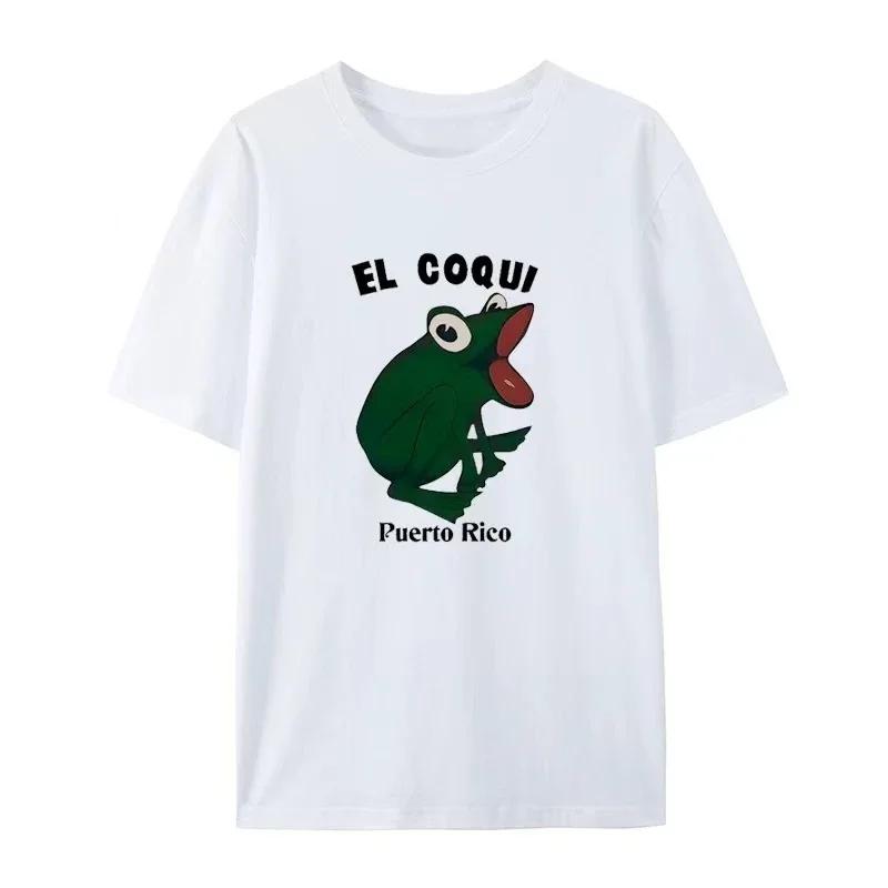 2025 Summer Fashion Short Sleeve El Coqui Frog Printed Round Neck Tshirt For And Women Loose And Versatile Summer Loose