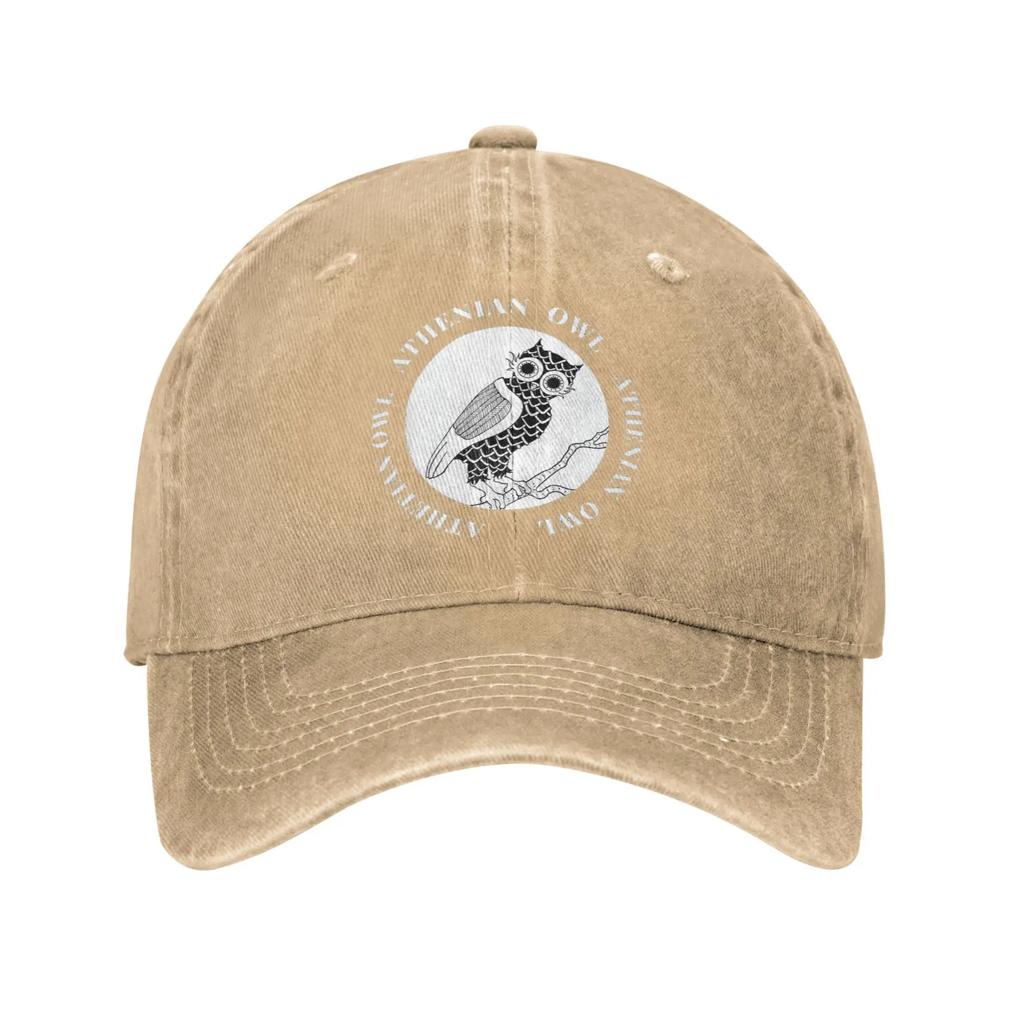Cute Athenian Owl Ancient Greek Unisex Women Baseball Cap Tetradrachm Coin Distressed Denim Hat Vintage Outdoor Travel Soft Sun Cap