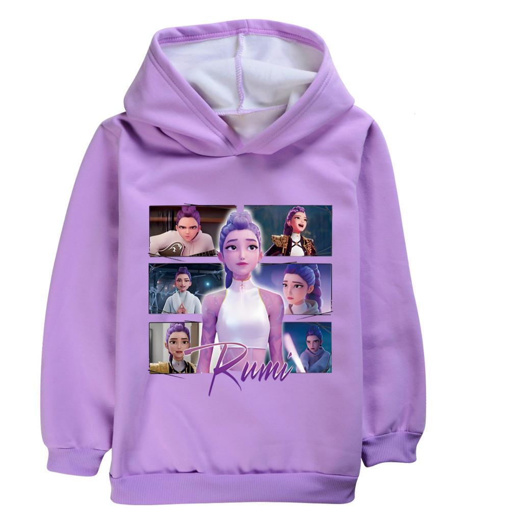 5061 Детская толстовка для девочек Kpop Rumi Zoey Mira Rumi с принтом, с длинными рукавами, бархатная, теплая, зимняя