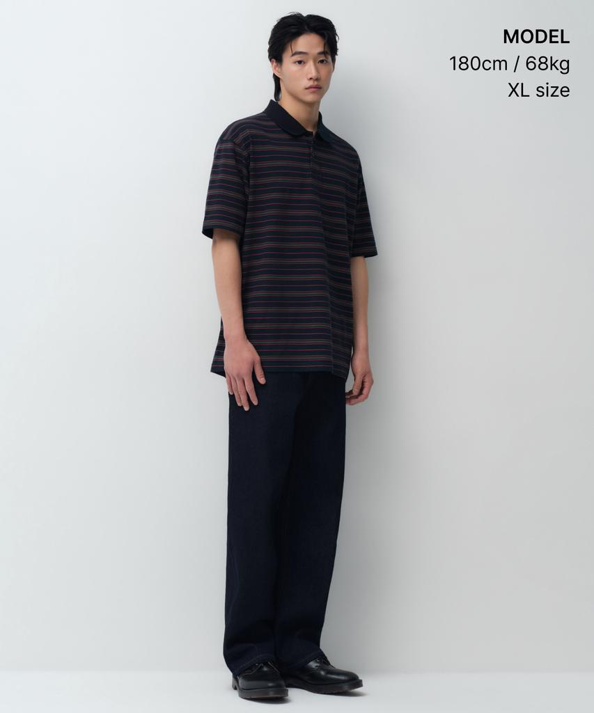MUSINSA STANDARD Multi-Stripe Polo Shirt [Navy]