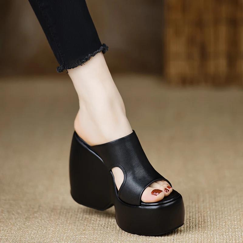 Ladies Shoes High Quality Open Toe Women's Slippers Summer Simple Solid Outdoor Casual Platform Wedge Slippers Zapatos De Mujer