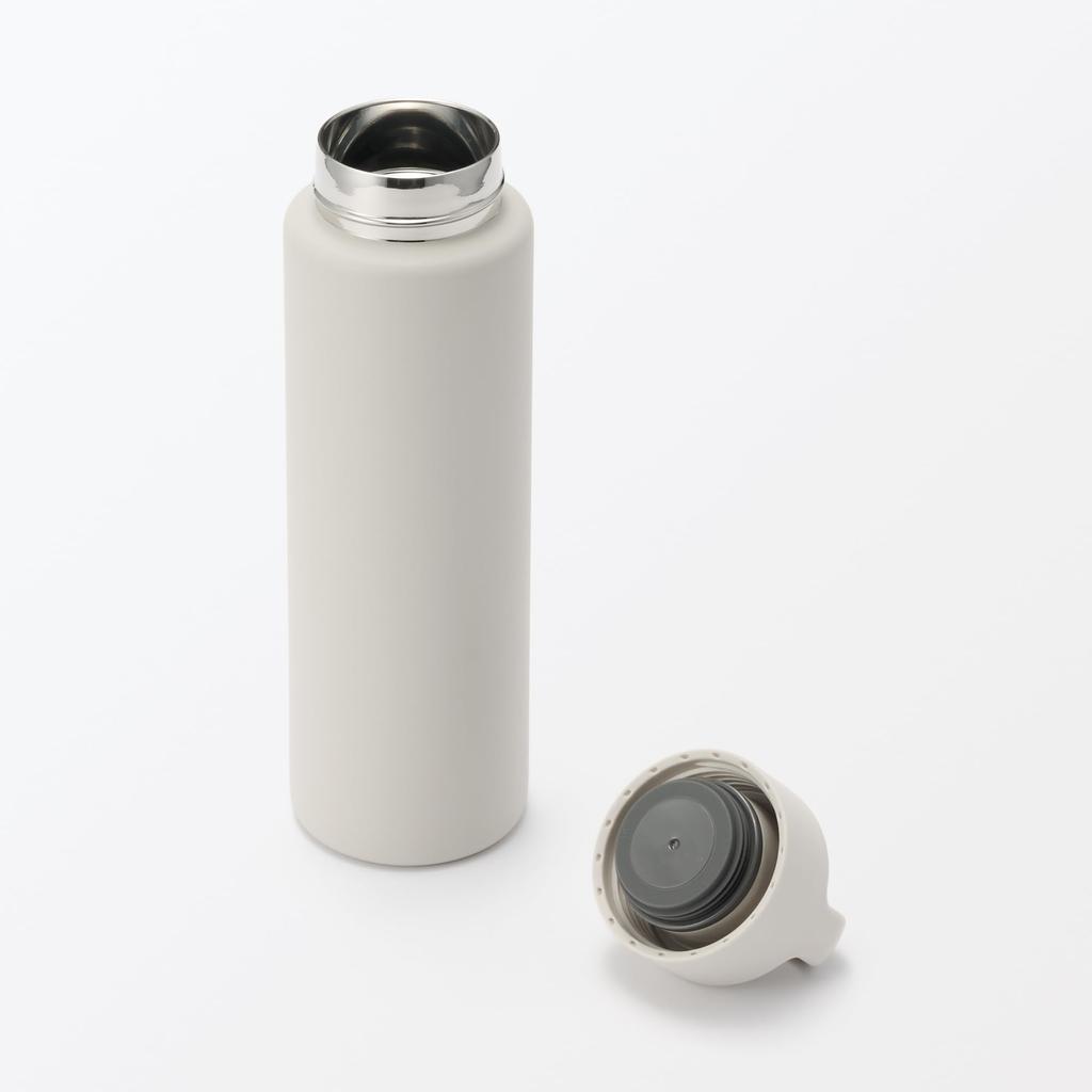 MUJI Vacuum Insulated Insulated Bottle with Handle, 750mL, Gray Beige, 76049029