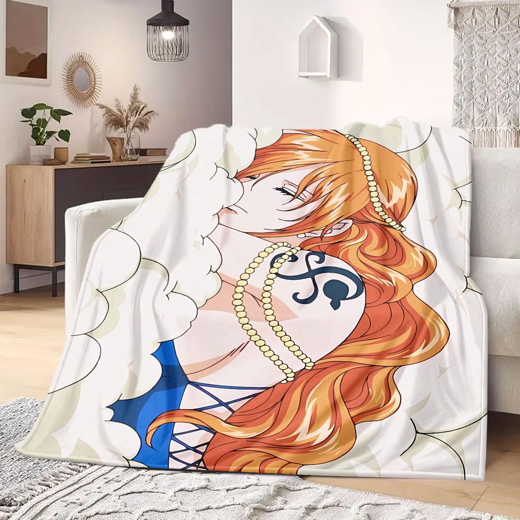 Фланелевое одеяло из аниме OnePiece Теплое, Уютное, Подходит для спален, Диванов, Кроватей, Стульев, Пикников, Путешествий
