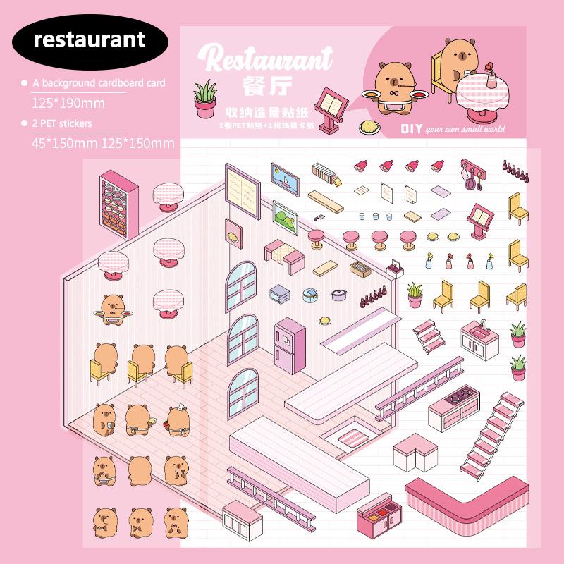 1Set Cartoon Capybara Simulation Cabin Stickers Cute Diy Landscaping Stickers Creative Hand Account Decoration Stickers Gifts
