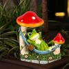 Mushroom Hammock Frog Figurine Garden Frog for Balcony Yard Art Lying Frog Ornament Indoor Desk