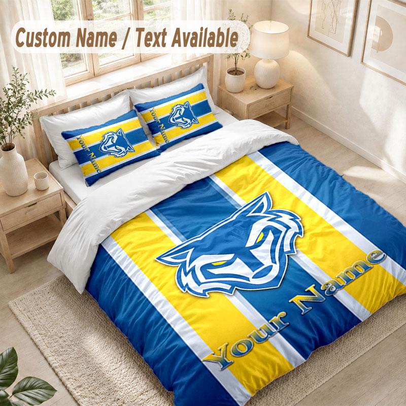 Постельное белье с индивидуальным именем, 3 предмета, принт Warrington Wolves FC, пододеяльник + 2 наволочки, мягкий декор для кровати