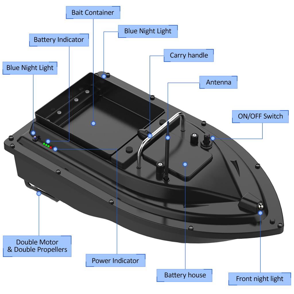 GPS Fishing Bait Boat with Large Bait Container Automatic Bait Boat with 400-500M Remote Range