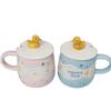 Cartoon Design Sense Ceramic Cup with Lid Spoon Oil Duck Microwave Oven Can Heat Water Cup Funny Mug Ceramic Cup