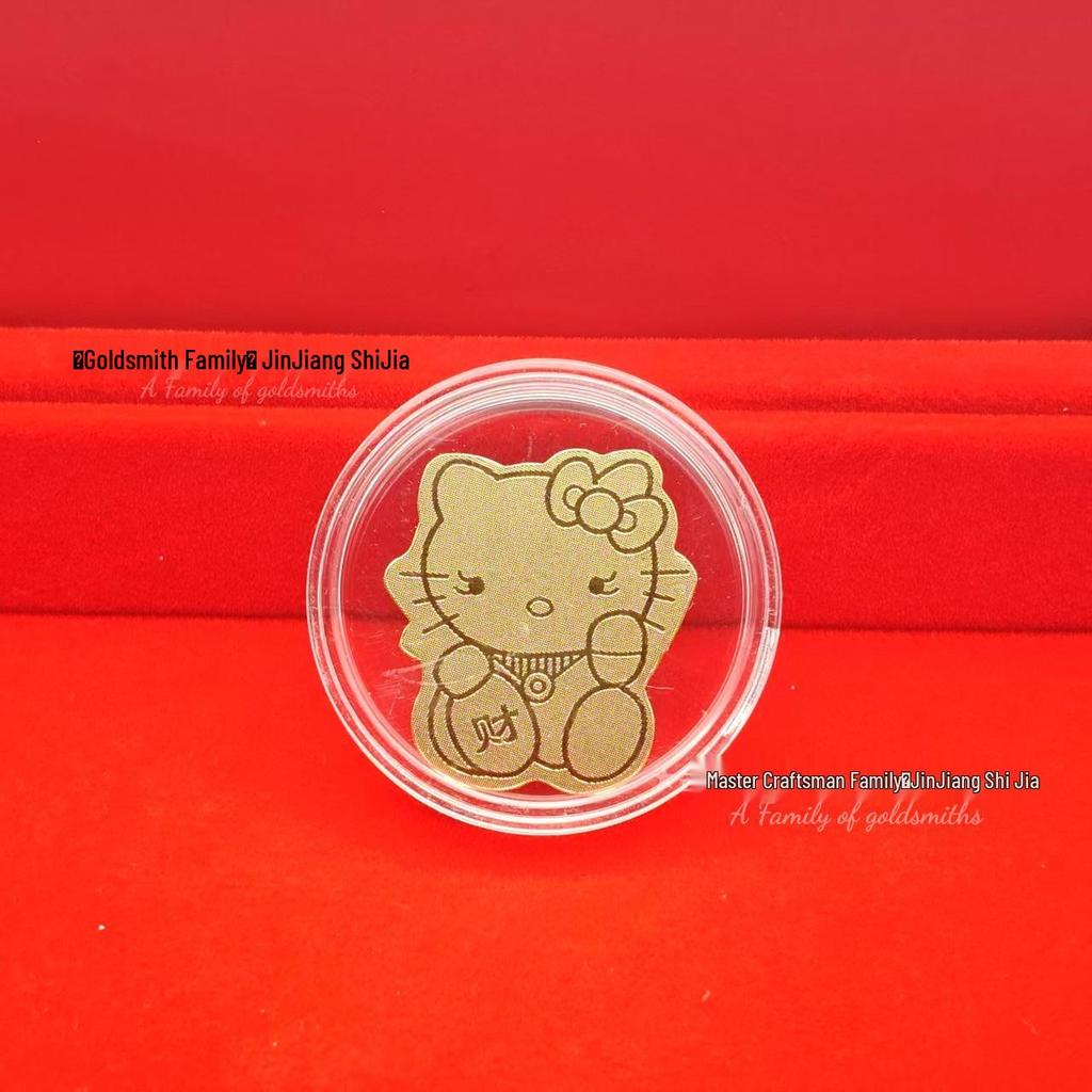 Shuibei 999 Fine Gold Phone Sticker 2mg: God of Wealth, Persimmon, Lucky Cat Amulet Souvenir Gift.