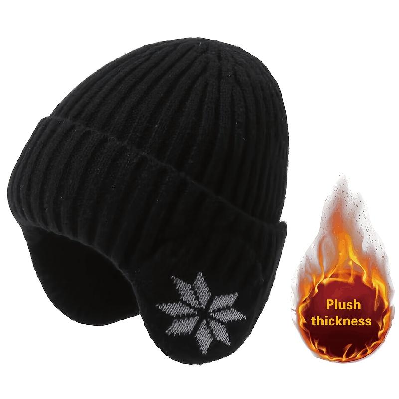 Мужская и женская толстая флисовая вязаная зимняя шапка - дизайн со снежинками, версия смешанных цветов, теплая защита ушей