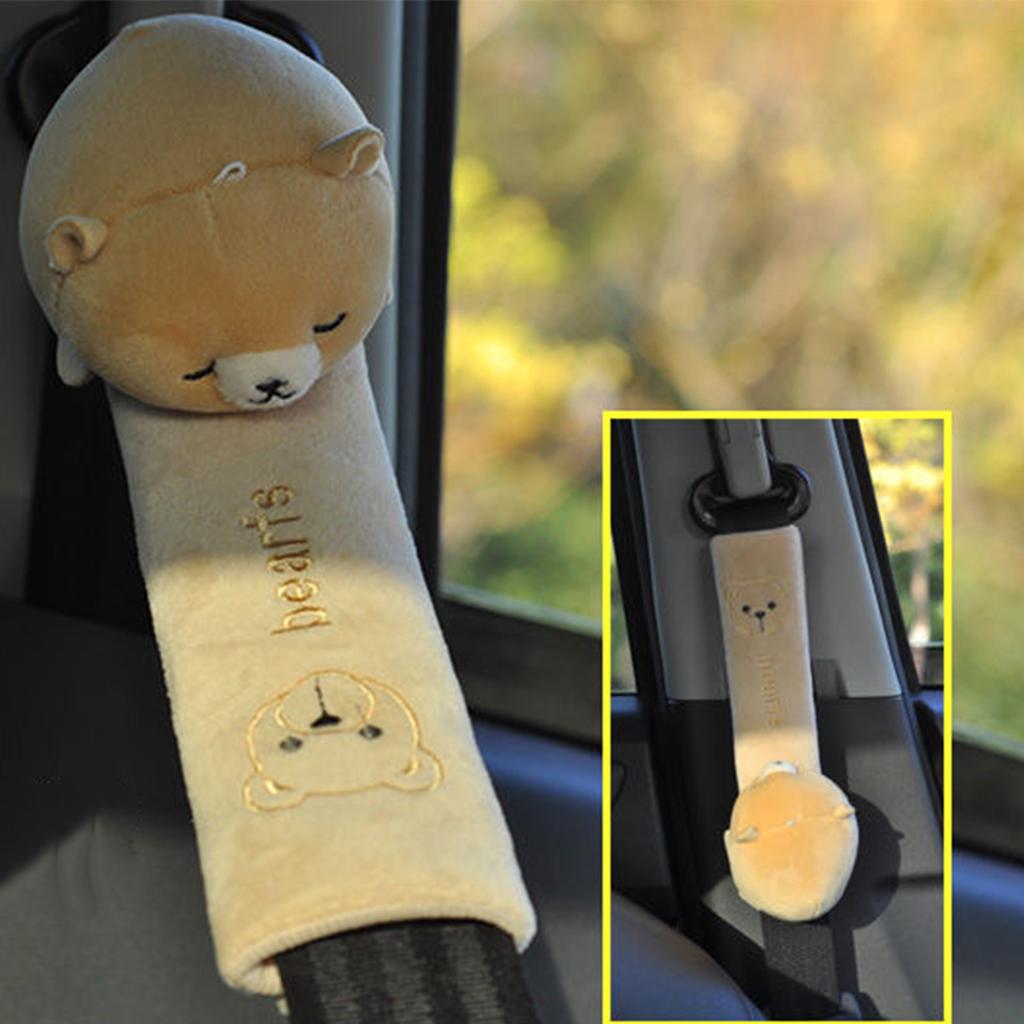 23cm Cute Cartoon Car Seat Belt Shoulder Pad Soft Plush Safety Belt Cushion Cover for Auto