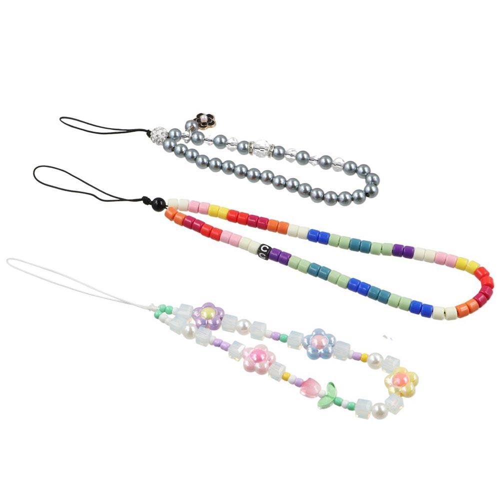 Wrist Strap Beaded Phone Lanyard Beaded Cellphone Charm Pearl Phone Chain Christmas Present