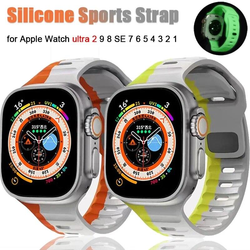 Silicone Strap for Apple Watch Band Ultra 2 49mm Correa Bracelet for Iwatch 9 8 7 6 5 SE 4 3 2 1 44mm 40mm 41mm 45mm 38mm 42mm Watchband