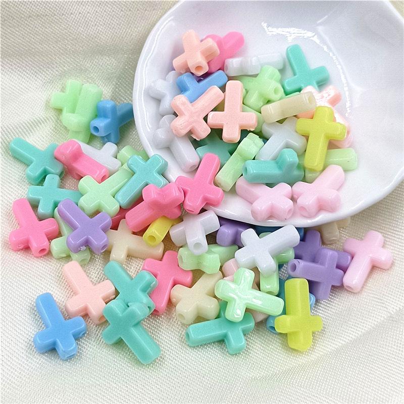 Home Party Supplies Fashion System Cream Spring Color DIY Jewelry Accessories Cross Loose Beads Necklace Bracelet Macaron Color 50Pcs