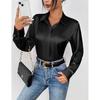 Satin Blouses for Women Casual Long Sleeve Button Down Silk Shirts Dressy Business Work Tunic Top