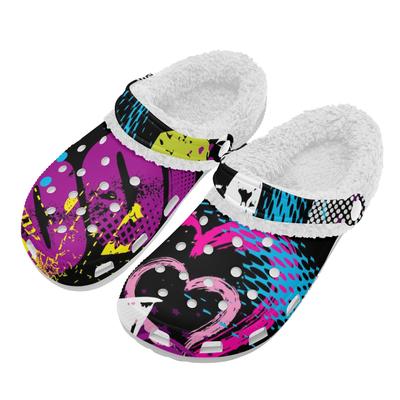 1 пара унисекс белые теплые клоги из ЭВА с плюшевой подкладкой, слипоны, легкая нескользящая подошва, удобные для ношения зимой в помещении и на улице