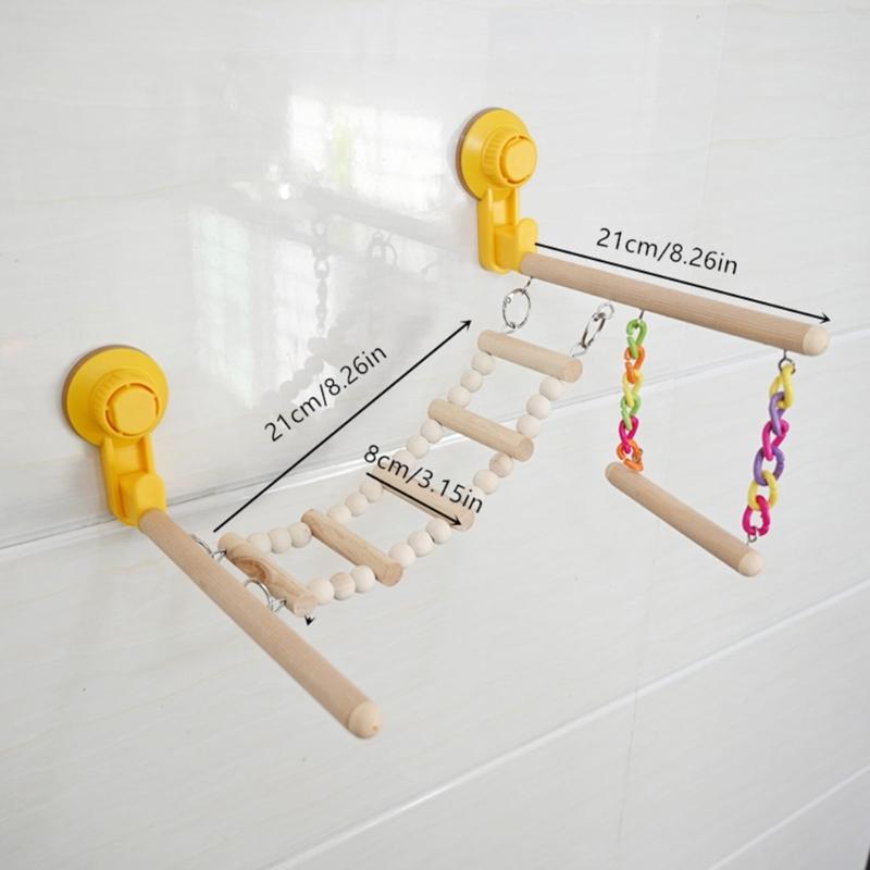 Parrots Ladder Scratchers Perch Stands Bird Stand Suction Cup Wood Stick Ladder Branch Ladder Standing