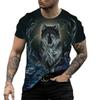 Модная футболка мужская 3D анималистичный принт с коротким рукавом повседневная уличная футболка с графикой волка свободного покроя мужская одежда