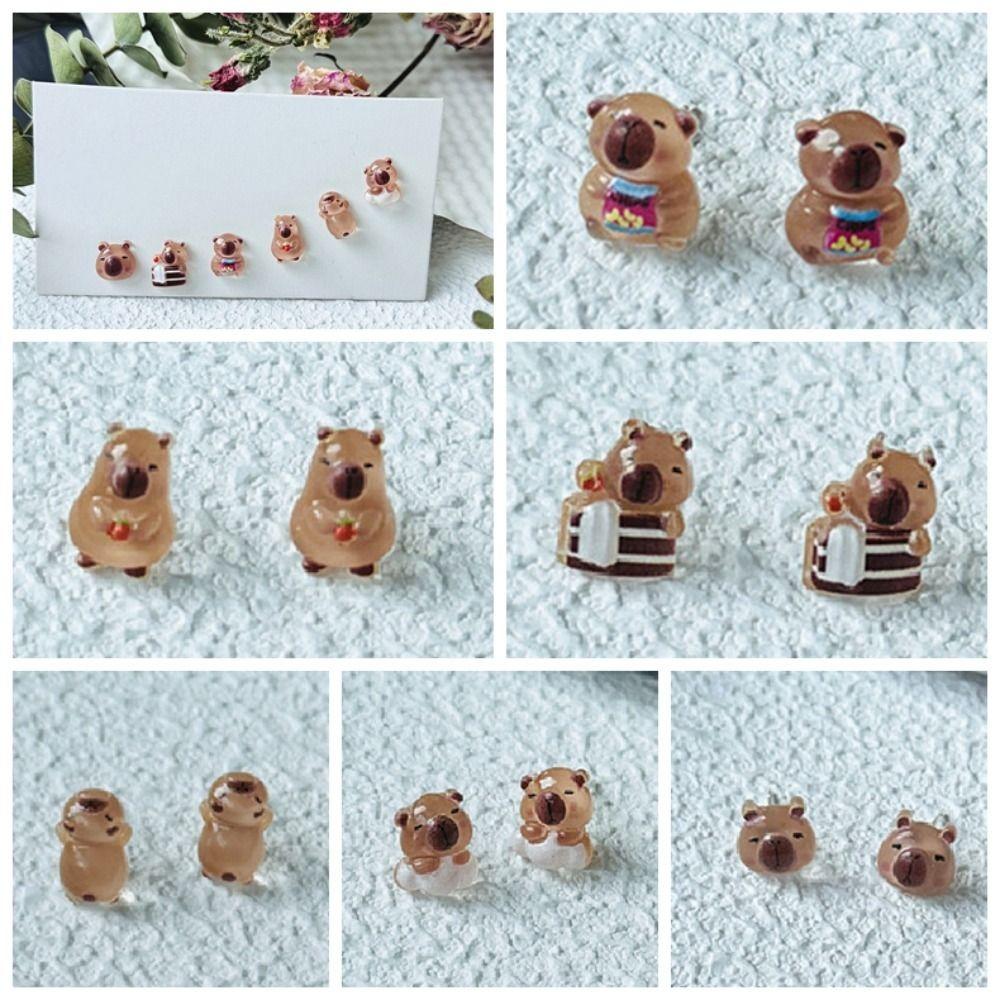 Korean Style Mini Ear Studs Transparent Capybara Stud Earring Personality Party