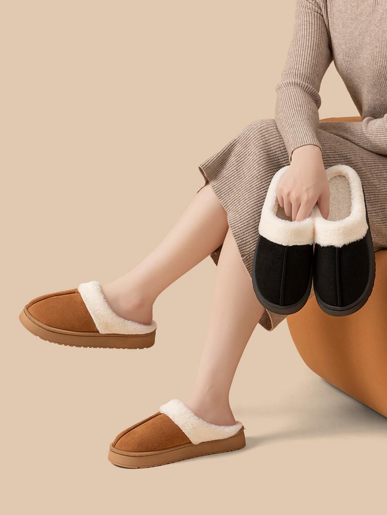 Зимние домашние хлопковые тапочки, домашние противоскользящие плюшевые теплые парные тапочки на толстой подошве